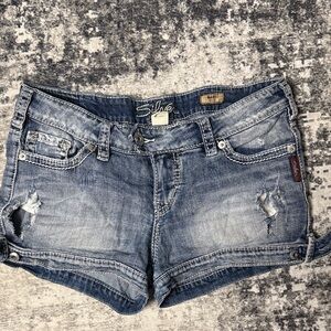 Silver Jeans Women's Distressed Blue Jean Shorts